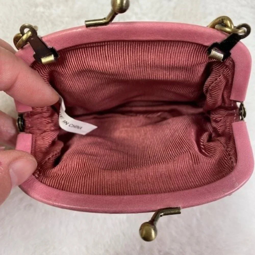 Isabella Fiore Pink Leather Chain Mini Bag w/Floral Appliques MSRP $158. - Picture 10 of 10